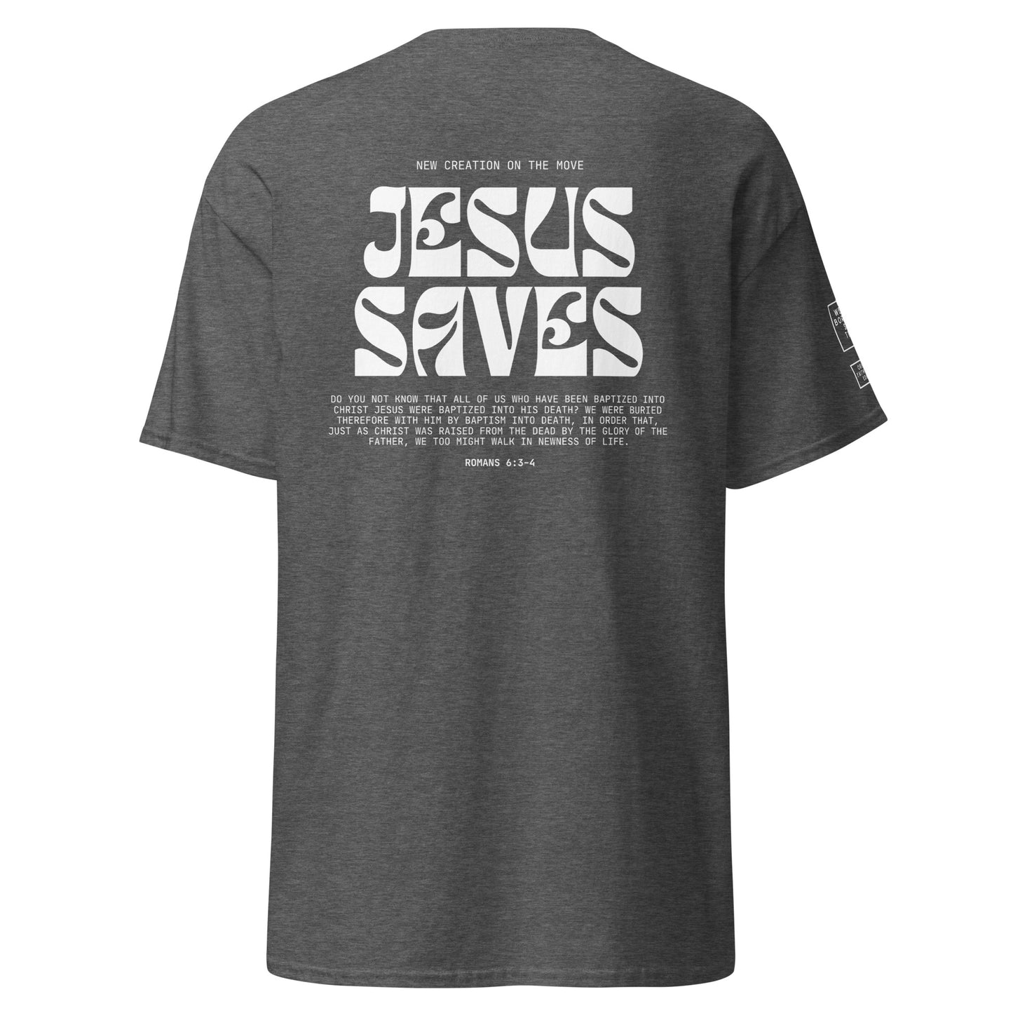 Baptism "Jesus saves" - Classic tee (7 colours; back print)