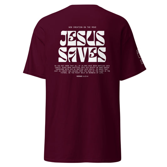 Baptism "Jesus saves" - Classic tee (7 colours; back print)