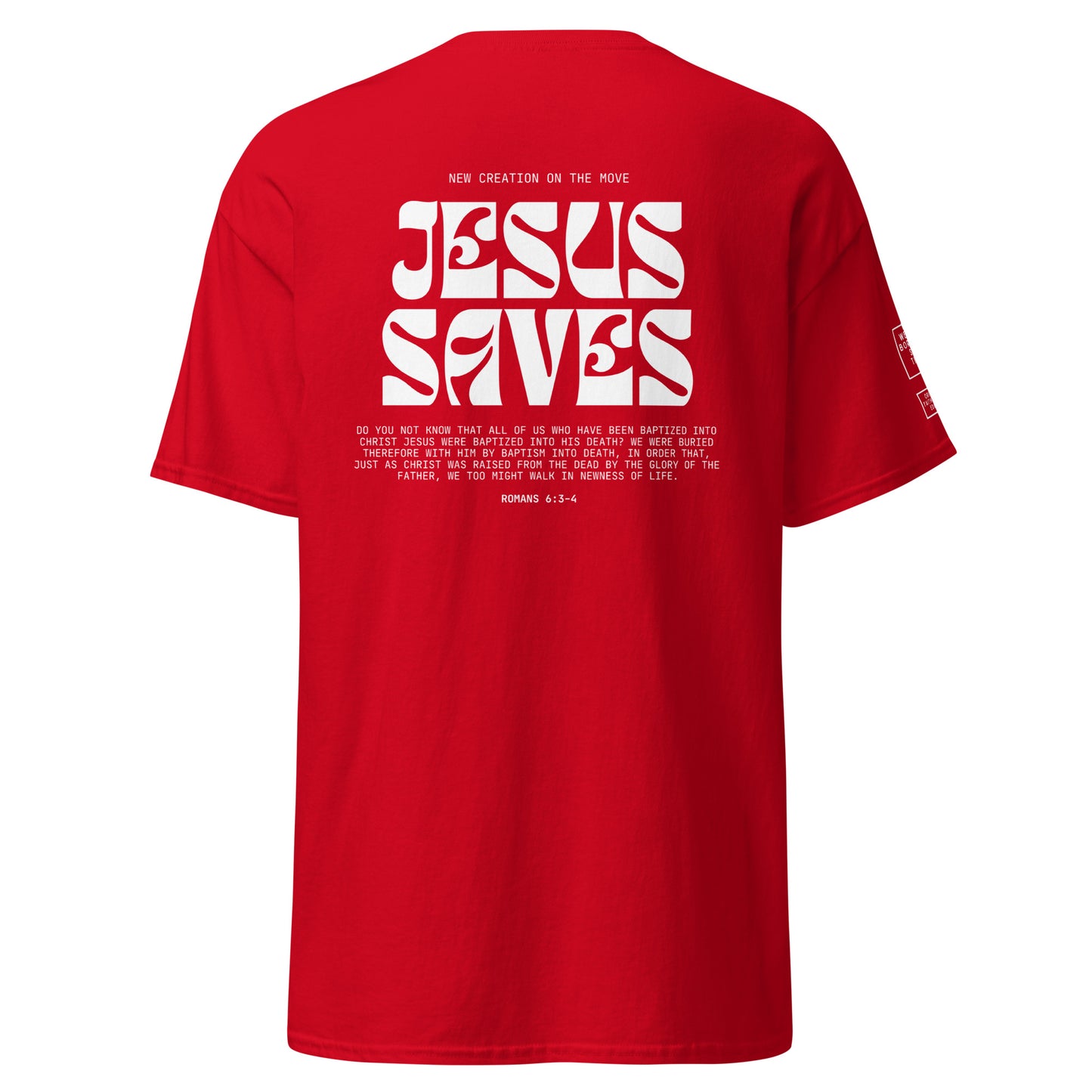 Baptism "Jesus saves" - Classic tee (7 colours; back print)