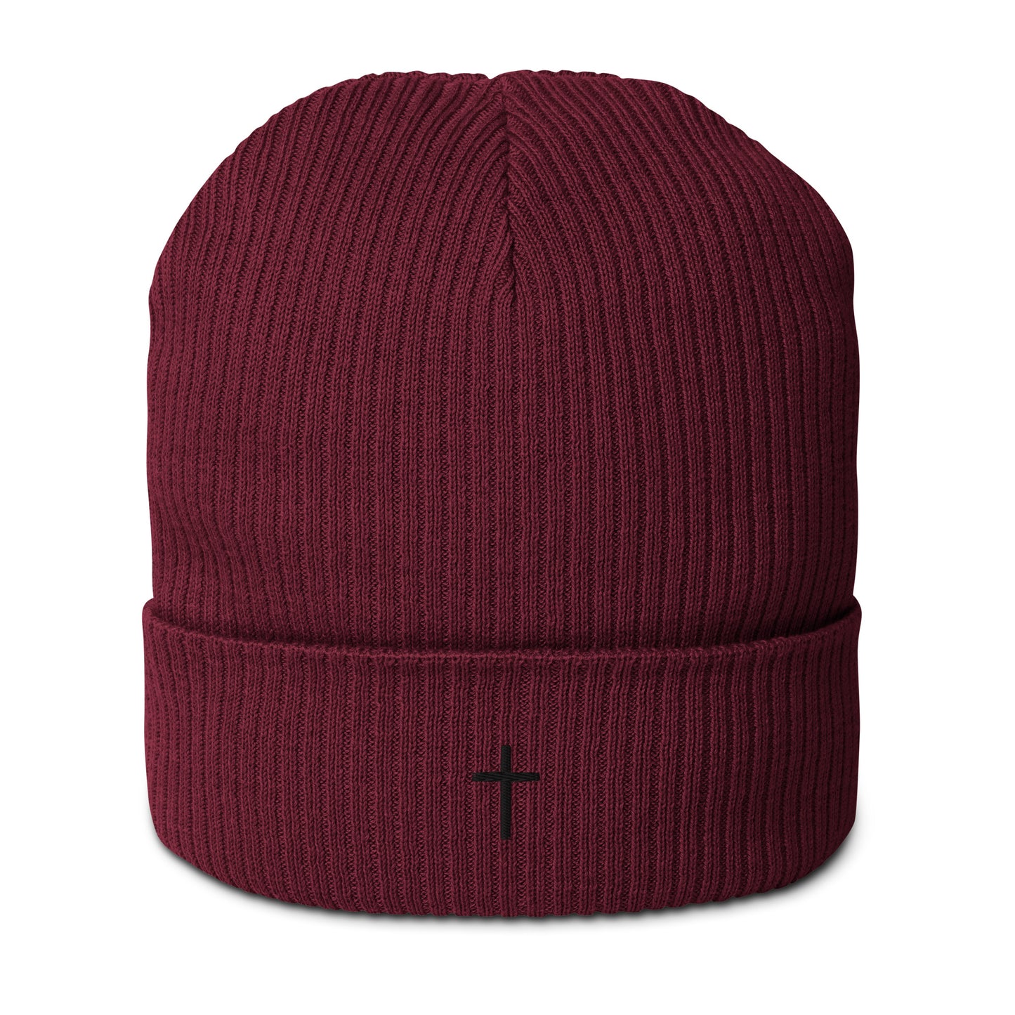 Black cross - Organic ribbed beanie (5 colours)