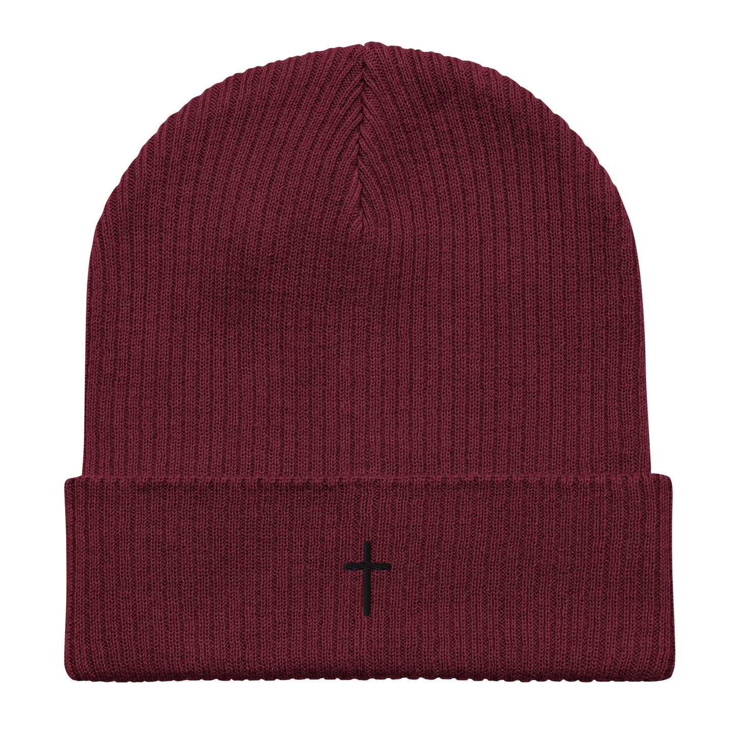 Black cross - Organic ribbed beanie (5 colours)
