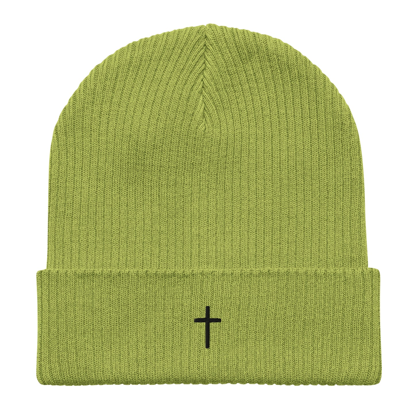 Black cross - Organic ribbed beanie (5 colours)