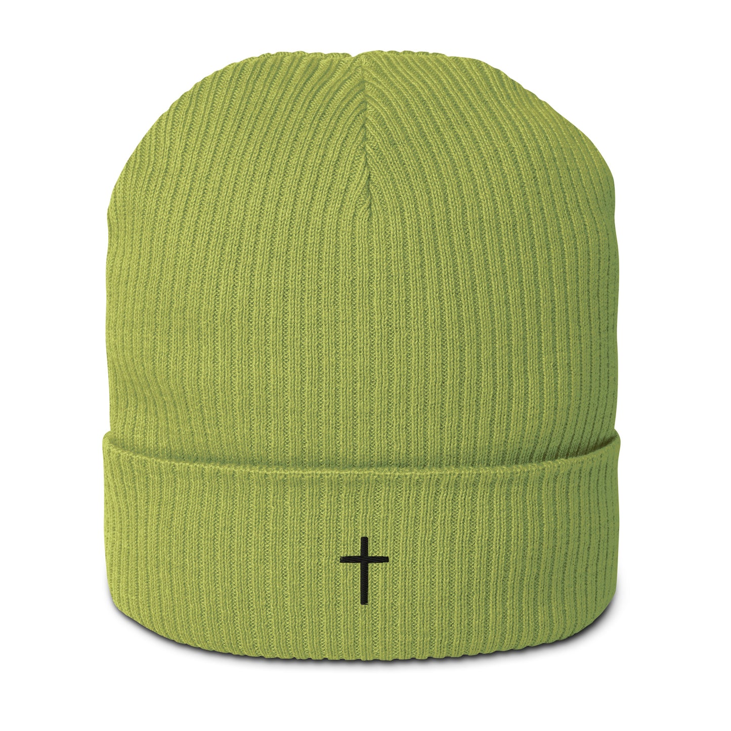 Black cross - Organic ribbed beanie (5 colours)