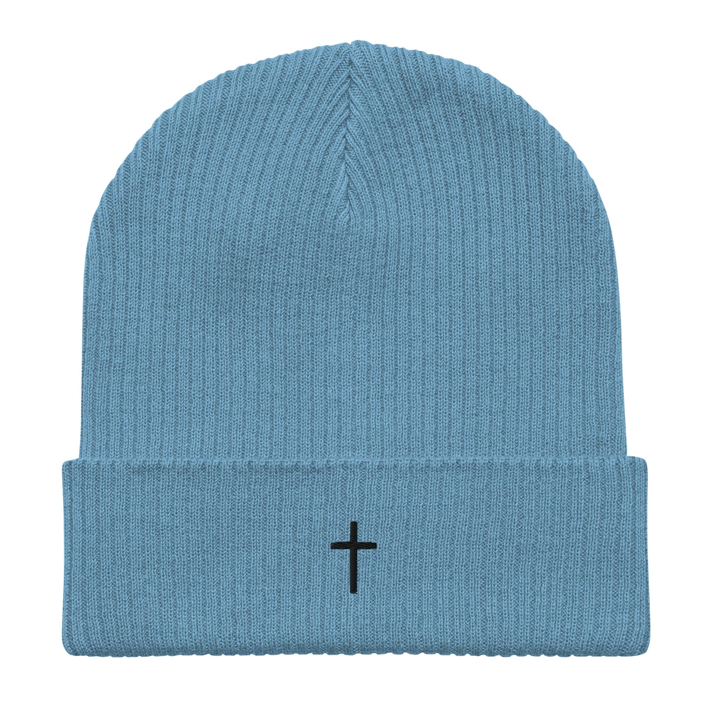 Black cross - Organic ribbed beanie (5 colours)