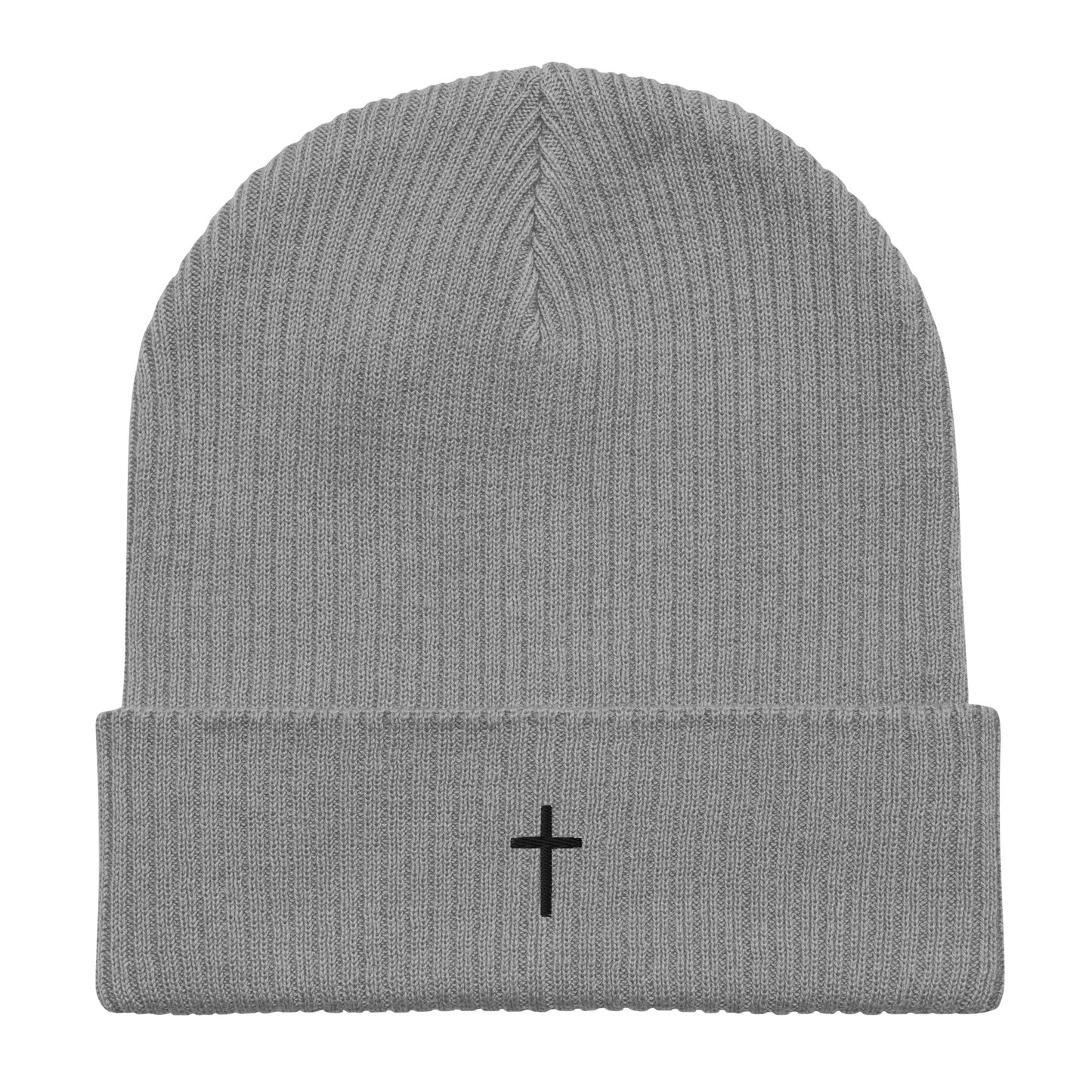 Black cross - Organic ribbed beanie (5 colours)