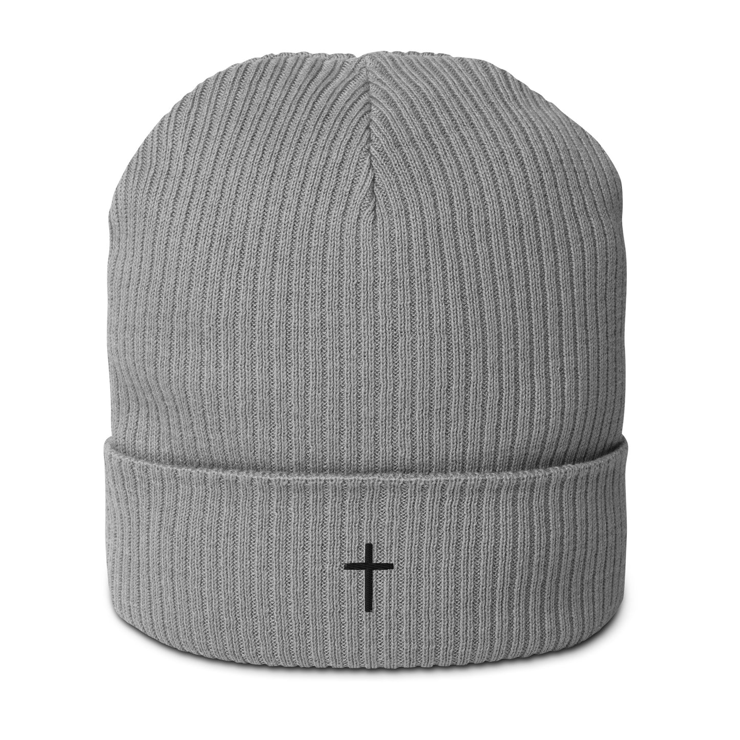 Black cross - Organic ribbed beanie (5 colours)