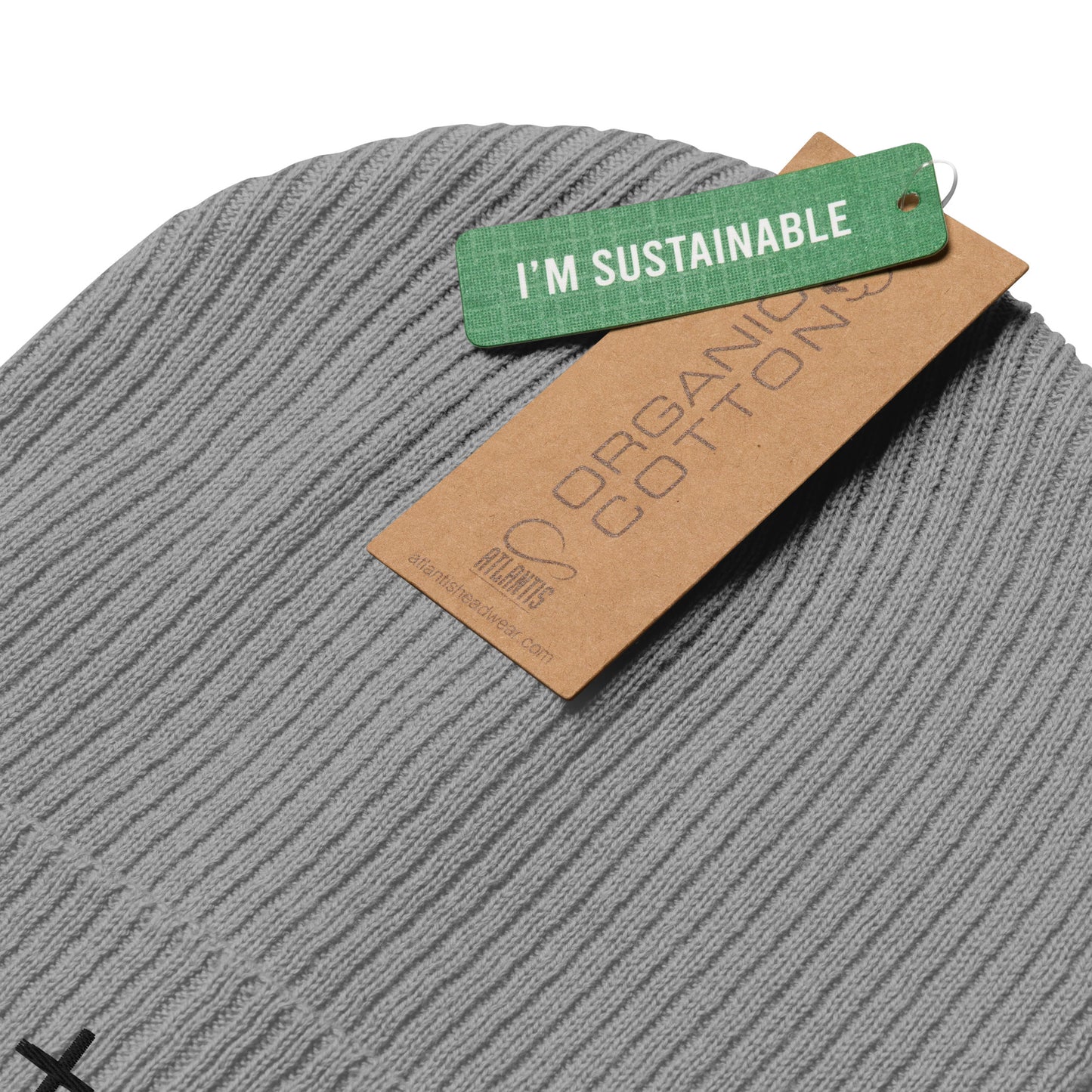 Black cross - Organic ribbed beanie (5 colours)