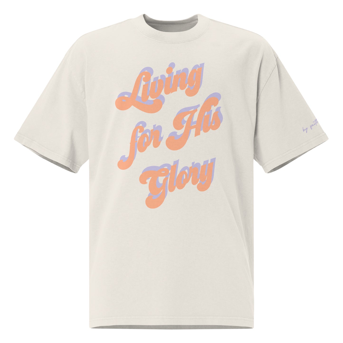 FOR HIS GLORY - Oversized faded tee (bone white; front print)