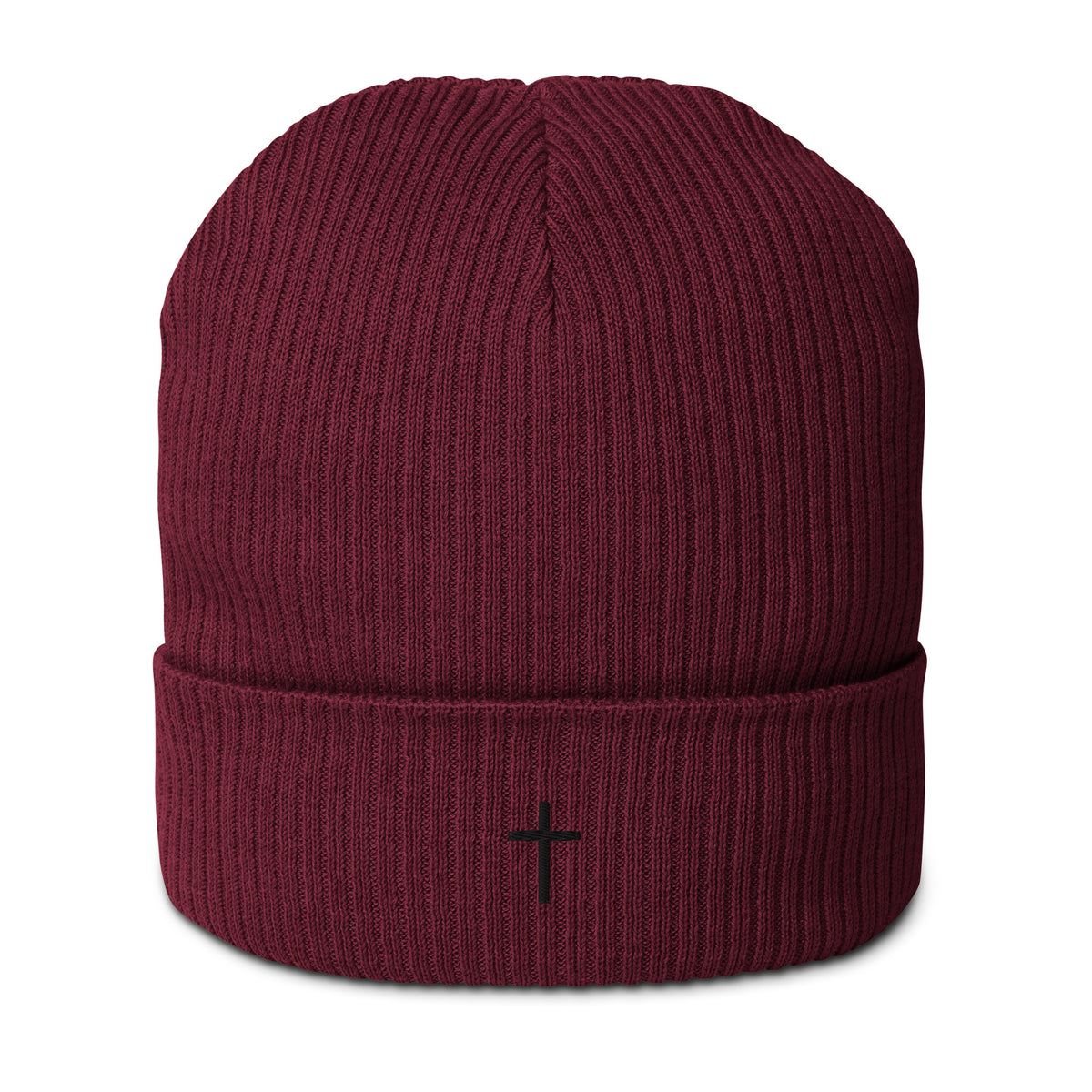 Black cross - Organic ribbed beanie (5 colours)