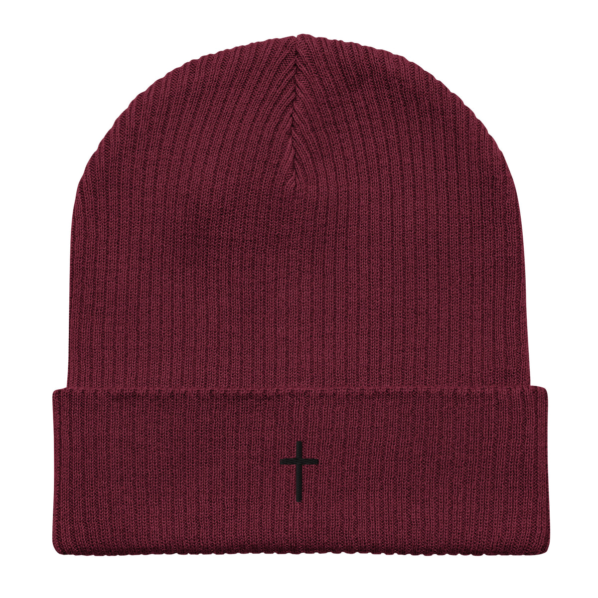 Black cross - Organic ribbed beanie (5 colours)