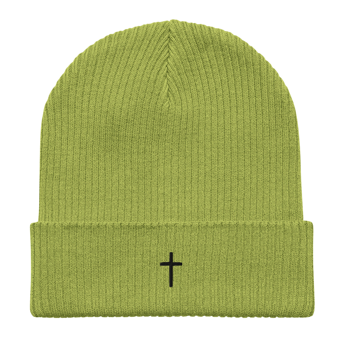 Black cross - Organic ribbed beanie (5 colours)