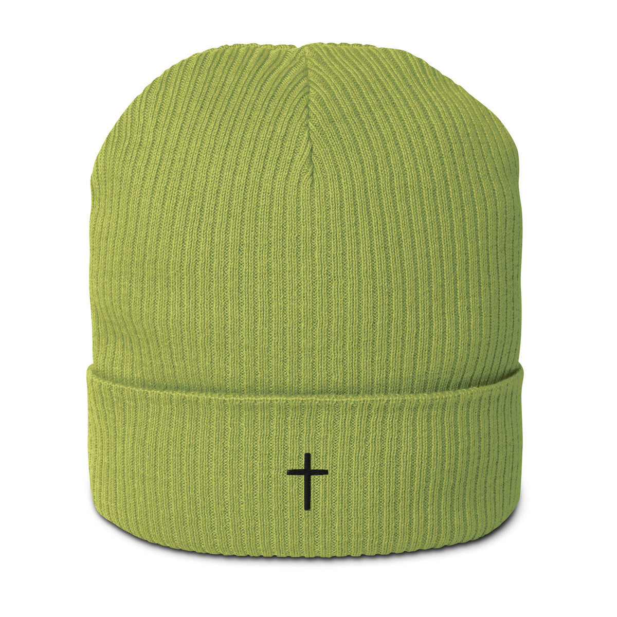 Black cross - Organic ribbed beanie (5 colours)