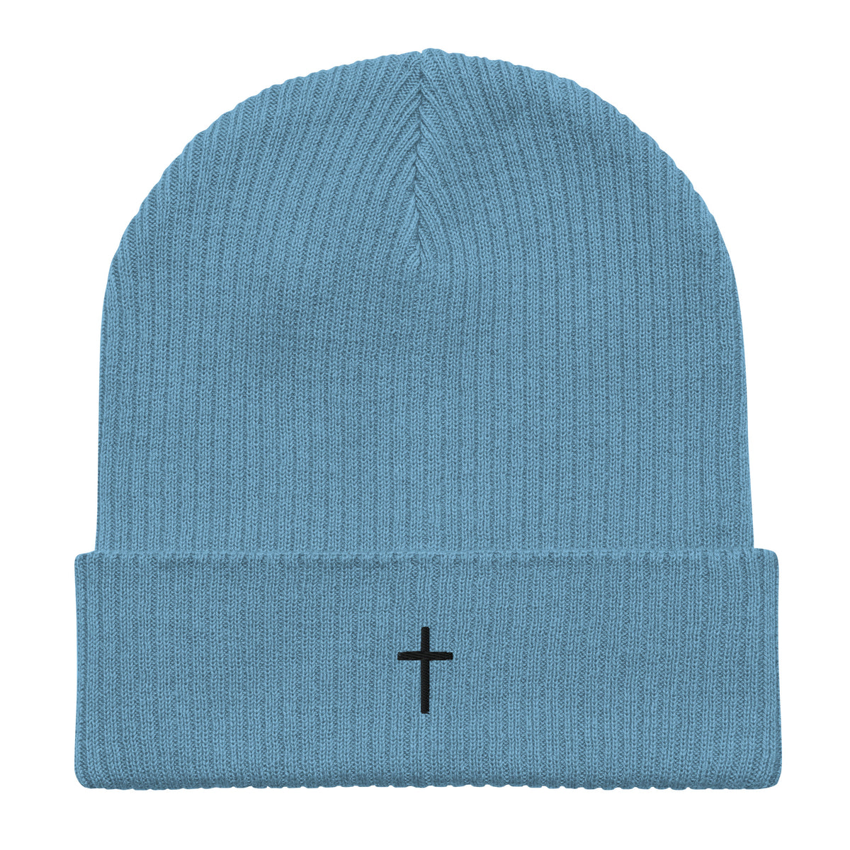 Black cross - Organic ribbed beanie (5 colours)