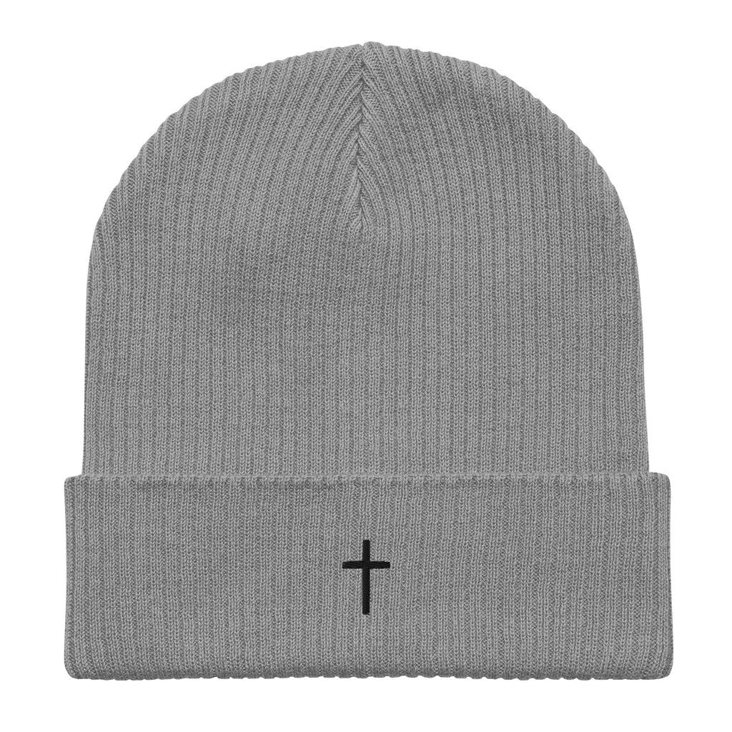 Black cross - Organic ribbed beanie (5 colours)